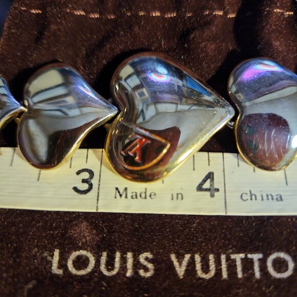 Auth Louis Vuitton Bracelet Gold Plated Red Enamel Passion Heart Link Motive - Picture 3 of 8